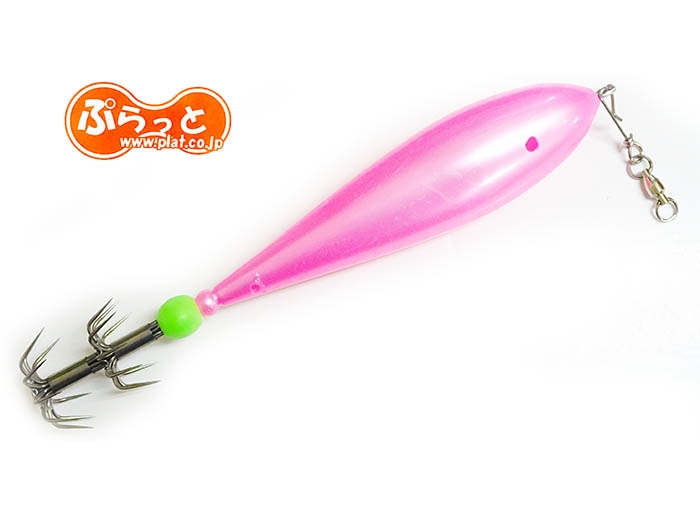 PLAT/diamondback squid jig lure 220mm body pink soft glow ball barbless  hook-Anglers Shop-Fishing Rods,Fishing Reels,Fishing Lures-ja