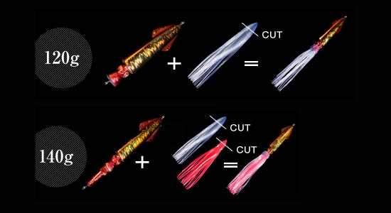 CROSS TWO SQUID SHAPE INCHIKU JIG LURE IKA METAL 120g