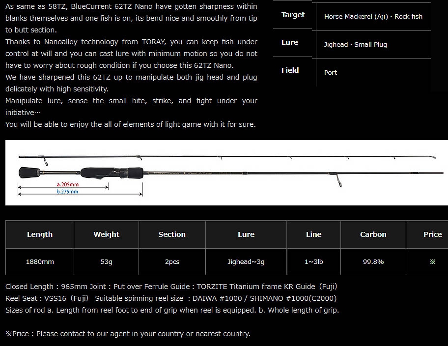 Plat Yamaga Blanks Blue Current Tz Jh Special 62 Tz Nano Free Shipping Yamaga Blanks Fishing Tackle Store En