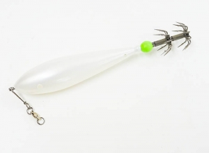 Diamondback Squid Jig Pearl Slim Soft Body Barb Hook