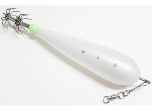 Diamondback Squid Jig White Fat Soft Body Barb Hook