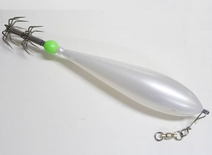 Diamondback Squid Jig Pearl Slim Soft Body Barbless Hook