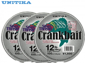 30%OFF UNITIKA Silver Thread Bass Crankbait 12lb-100m x 3pcs set