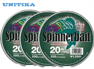 30%OFF UNITIKA Silver Thread Bass Spinnerbait 20lb-100m x 3pcs set