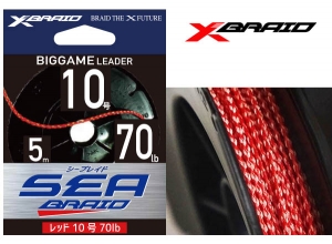 YGK XBRAID SEA BRAID #10-Red 70lb-5m Big Game Leader